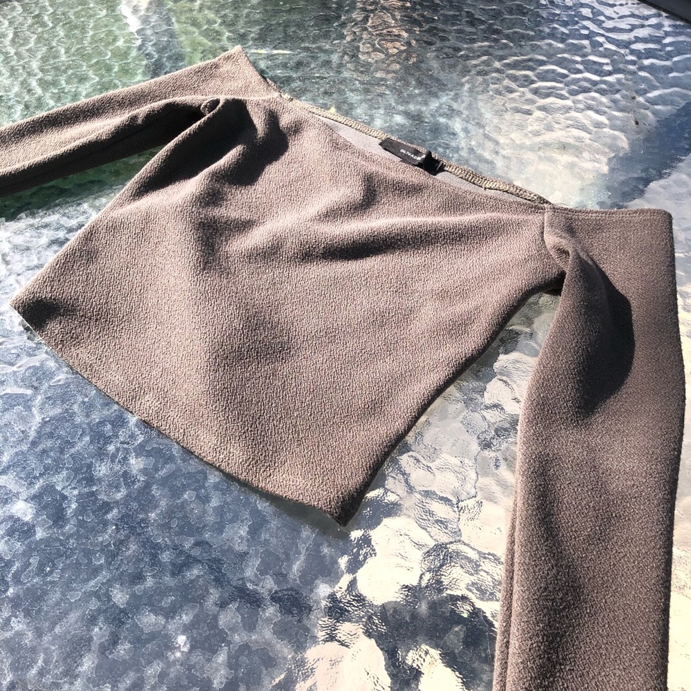 Olive Green Off The Shoulder Crop Top